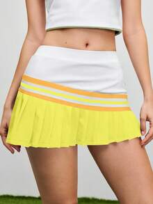 Cheerettes 女士撞色时尚运动短裙和裙裤 - 黃色 - 查看 3