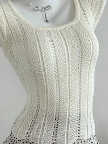 SHEIN Unity Women's Basic Casual Knit Sweater - White - View 5