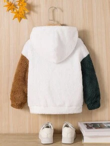 SHEIN Áo nỉ rộng rãi, thoải mái cho bé trai, áo nỉ mùa đông cho bé trai, áo nỉ lông cừu cho bé trai, áo khoác lông cừu cho trẻ nhỏ, áo khoác mùa thu cho trẻ mới biết đi - Nhiều màu - Xem 2