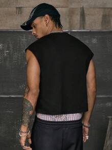 AXEPEAK Camiseta de tirantes con decoración de rhinestones para hombre, de verano - Rojo violeta - Ver 3
