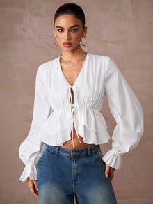 IChunhua Maglietta Donna Maniche Lunghe Scollo A V, Tinta Unita Morbida, Basic Primavera Autunno, Taglie S-2XL - 5