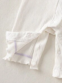 SHEIN 5pcs/Set Newborn Baby Girl Autumn Outfit, Soft Cotton Cute White Top, White Pants, Lace Hat And Bib, High Quality Gift Set Fall Winter - White - View 10