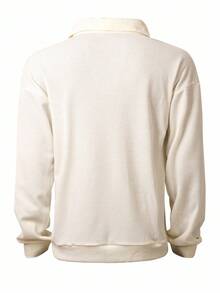 Manfinity Dauomo Men's Casual Solid Color Drop Shoulder Long Sleeve T-Shirt, Autumn, For Fall - Apricot - View 2