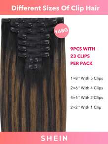 9PCS Straight Clip In Hair Extensions 100% Real Human Hair 14-24 Inch 148G Double Weft Invisible Clip Hair Extensions Remy Natural Human Hair For Women Girls Daily Use - S1B/6/1B - View 5