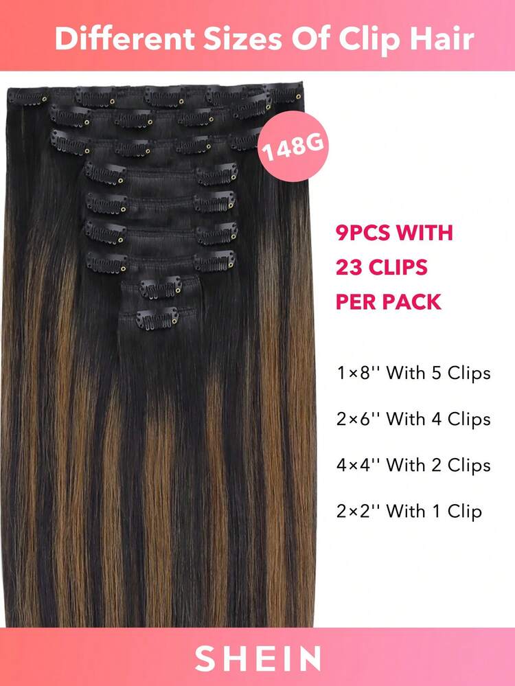 9 CÁI Kẹp Tóc Thẳng 100% Tóc Thật 14-24 Inch 148G Kẹp Tóc Vô Hình Sợi Ngang Đôi Remy Tóc Người Tự Nhiên Cho Phụ Nữ Cô Gái Sử Dụng Hàng Ngày - S1B/6/1B - Xem 4