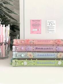 1PC Ins Style A5 Lily Dog Zipper Wrapped Handbook PVC6 Hole Loose Sheet Album, Student Storage Album - Nhiều màu - Xem 2