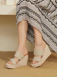 Styleloop Sandalias de plataforma de suela gruesa casuales de vacaciones para mujer - Albaricoque - Ver 4