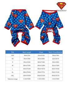 SUPERMAN X PETSIN 1pc Logo Polka Dot Print Knitted Elastic Breathable Comfortable Pet Dog Cat Universal Four-Leg Jumpsuit