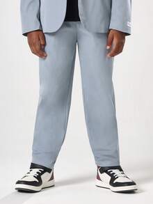 SUMWON Stylish Boys Formal Suit Two Piece Light Blue Blazer Pants Set Wedding Party Special Occasion Matching Outfit Classic Modern Cut Fall Winter - Dusty Blue - View 4