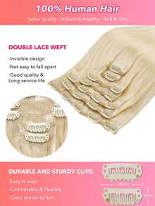 7PCS Straight Clip In Hair Extensions 100% Real Human Hair 14-24 Inch 115G Double Weft Invisible Clip Hair Extensions Remy Natural Human Hair For Women Girls Daily Use - S613 - View 5