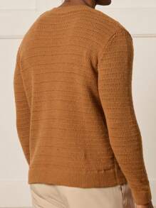 Manfinity Homme Men's Solid Color Beaded Decoration Orange Sweater, Casual For Spring And Autumn