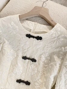 GlowEve New Autumn Jacquard Button-Up Long Sleeve Dress Fall Cloth For Women - Apricot - View 5