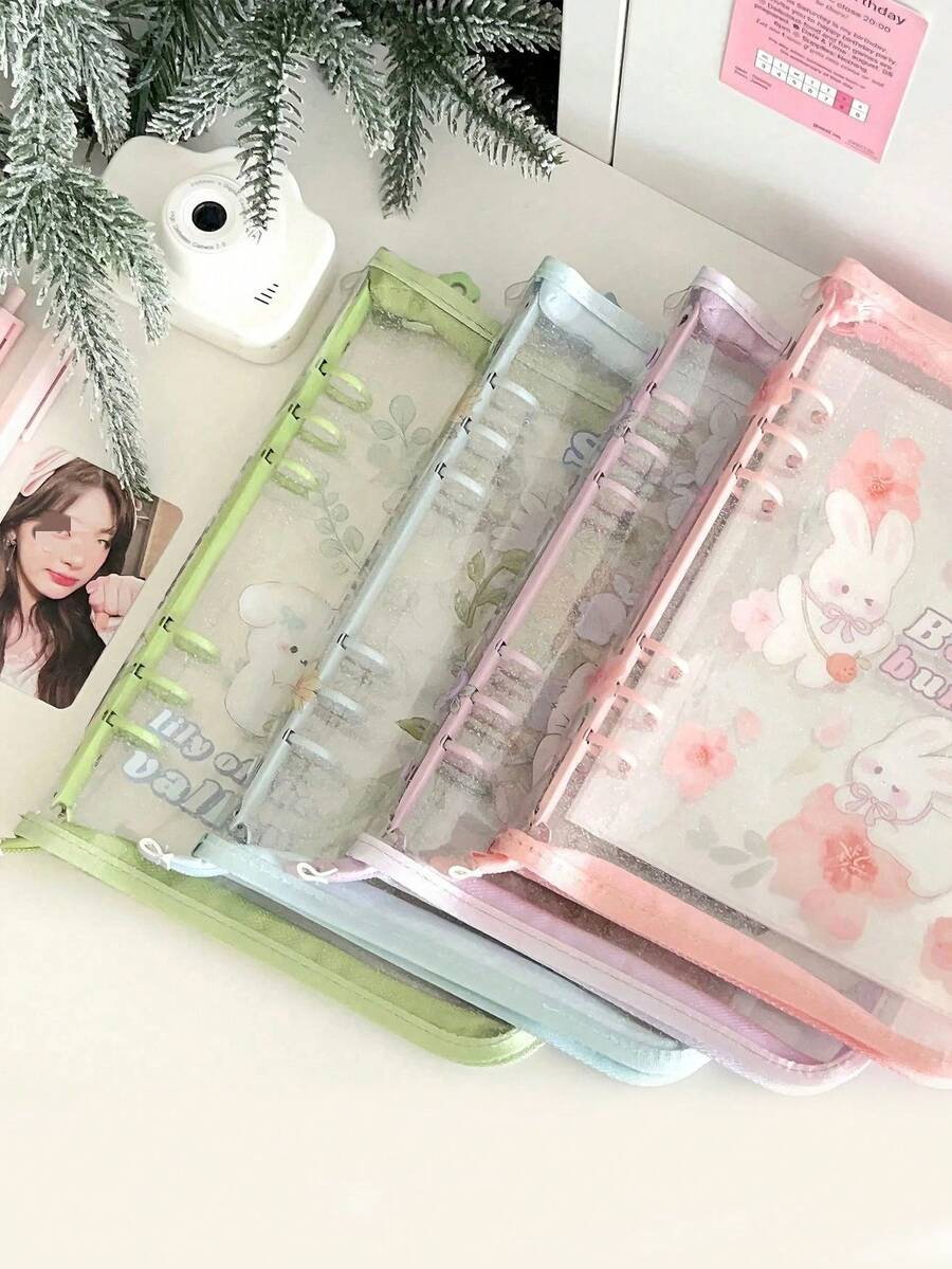 1PC Ins Style A5 Lily Dog Zipper Wrapped Handbook PVC6 Hole Loose Sheet Album, Student Storage Album - Nhiều màu - Xem 1