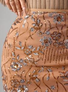 Modelyn Elegancka krótka spódniczka mini z haftowanymi cekinami