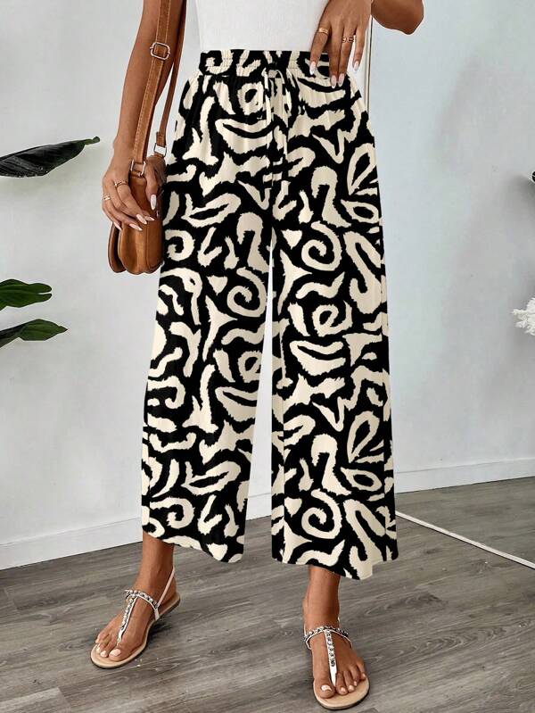 SHEIN LUNE 女士休闲七分抽绳裤，适合教师工作制服，秋季