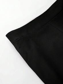 SHEIN Tall Plus Size Women Casual Solid Color Elastic Waist Loose Wide Leg Pants Fall Cloth For Women