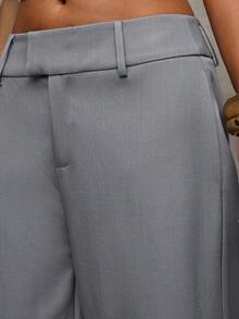 SHEIN BAE Damen Lässig Weite Hose, Einfarbig, Herbstkleidung für Frauen, Herbstkleidung Damen, Winterkleidung Damen, Halloween, Streetwear, Rückkehr zur Schule, Herbstkleidung für Frauen, Herbst, Herbstkleidung Damen, Winterkleidung Damen - Grau - Übersicht 3