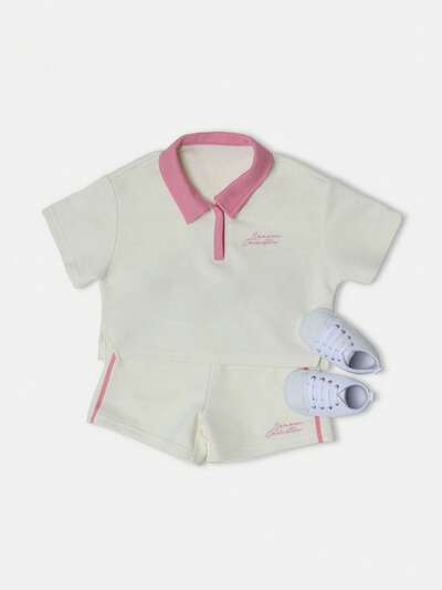 Polo Collar T-Shirt With Matching Drawstring Shorts
