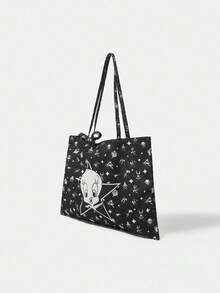 LOONEY TUNES X SHEIN Tas Bahu Fashion Bermotif Kartun Kapasitas Besar - Hitam - View 4