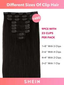 9PCS Straight Clip In Hair Extensions 100% Real Human Hair 14-24 Inch 148G Double Weft Invisible Clip Hair Extensions Remy Natural Human Hair For Women Girls Daily Use - S2 - View 4