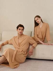 SHEIN 1 buah Jubah Mandi Waffle, Menyerap Keringat dan Cepat Kering, Pakaian Tidur Unisex, Jubah Mandi Musim Semi/Panas untuk Homestay, Hotel, SPA, Potongan Longgar, Berbagai Warna, Desain Minimalis, Perlengkapan Kamar Mandi & Rumah untuk Kembali ke Sekolah - MultiWarna - View 3
