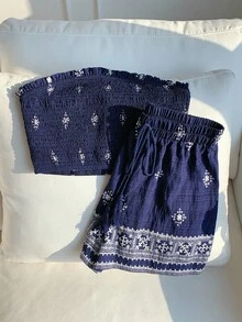 Comfortcana 女士上衣和短裤套装，夏季假期 - 藏蓝色 - 查看 4
