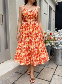 SHEIN LUNE 大码返校服装 女士花卉印花秋季服装 女士休闲返校节商务休闲装 飘逸连衣裙 曲线秋季服装 女士复古风格连衣裙 女士复古风格婚礼宾客连衣裙 女士夜间外出连衣裙 女士返校节连衣裙 女士秋季服装 优雅派对连衣裙 女士派对连衣裙 节日连衣裙，适合春秋季、度假和约会 - 彩色 - 查看 6