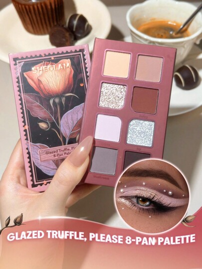 SHEGLAM Glazed Truffle, Please باليت 8 ألوان علامة تجارية جمال مكياج مستحضرات تجميل للنساء الفتيات مثالي لفصل الخريف الشتاء مثالي ل- Y2K أزياء أنيقة هدية حفلة جاهز أفضل لون