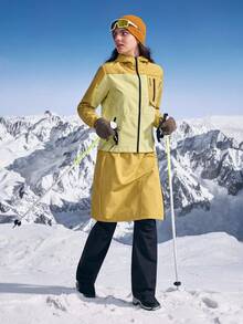 In My Nature 秋冬款褪色黄色女士户外短裙&裙裤 侧拉链抽绳中长裙 多功能短裙