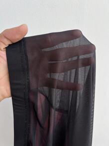 Whyspr Grunge Punk Plus Size Mesh Patchwork Striped Sheer Elastic Leggings Halloween - Multicolor - View 8