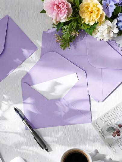 SHEIN 10/20 szt. Wysokiej jakości kopert na zaproszenia, idealne na wesela, przyjęcia, kartki ze zdjęciami, elegancki design, gładka faktura, do majsterkowania i na specjalne okazje, wielokolorowe