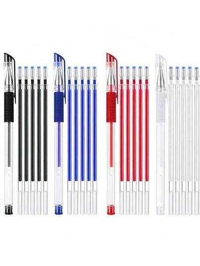 8/12/20/28/40/52PCS Multicolor High Temperature Erasable Fabric Marking Pen Refills With 4 Holders Heat Disappearing Ink For Sewing Tailoring Quilting Crafting DIY Ink Color Dressmaking Art Supplies