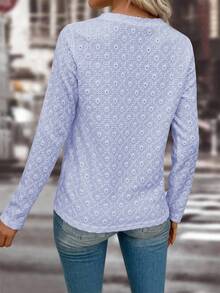 EMERY ROSE Women's Embroidered Casual Round Neck Long Sleeve T-Shirt Fall Cloth For Women