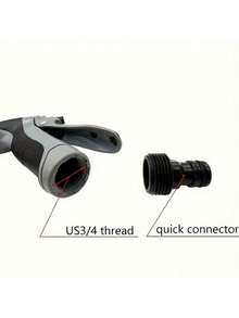 SHEIN 1pc Portable High Pressure Car Water Gun With 3/4 Inch And 1/2 Inch Quick Connect Adapters Multi Functional Garden Hose Nozzle Adjustable Thickened Rod Spray For Car Cleaning And Pet Washing - Multicolor - View 6