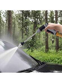 SHEIN 1pc Portable High Pressure Car Water Gun With 3/4 Inch And 1/2 Inch Quick Connect Adapters Multi Functional Garden Hose Nozzle Adjustable Thickened Rod Spray For Car Cleaning And Pet Washing - Multicolor - View 9