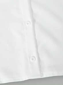 2 件女童休闲连衣裙套装，荷叶边领长袖衬衫和蝴蝶结装饰背心裙，春夏 - 玫紅色 - 查看 6