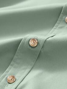 Manfinity Nomadique 男士西部牛仔风格长袖衬衫，秋季 - 薄荷綠 - 查看 7