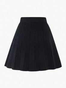 SHEIN 韩版可爱提花心形图案复古立领套头衫，冬季新款分层针织上衣和百褶裙套装，修身优雅可爱 - 彩色 - 查看 7