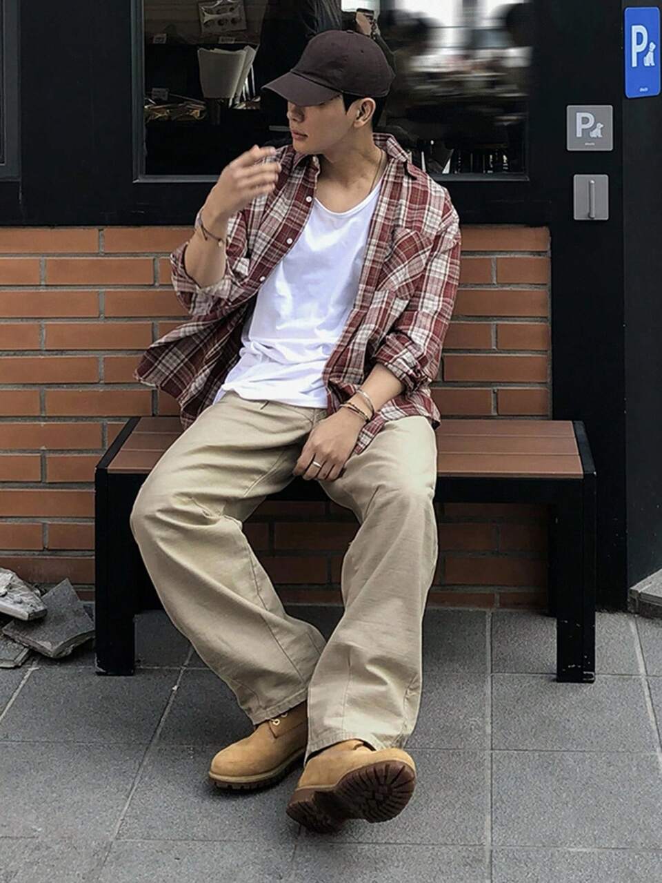 Solid Color Pleated Cargo Pocket Design Khaki Men's Pants, Autumn, Fall