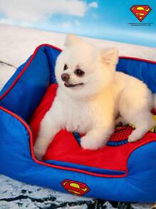 SUPERMAN X PETSIN 1pc Printed Removable & Washable Pet Bed Cushion, Comfortable For Cats & Dogs, All Season