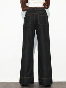 Maija Women's Dark Blue Jeans Retro Low Waist Straight Pants Old Money Style Autumn Workplace Women's Clothing - Dark Wash - View 2