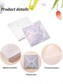 SHEIN 10个/批空白半透明信封，用于邀请函、明信片、欧式礼盒留言卡信封、婚礼商务信函 - 無色 - 查看 5