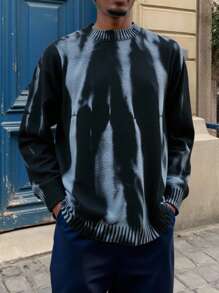 Manfinity EMRG Herren lässiger Pullover mit Crew-Ausschnitt, Kontraststickerei und Langarm für den Alltag - Schwarz - Übersicht 4