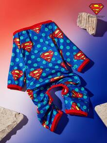 SUPERMAN X PETSIN 1pc Logo Polka Dot Print Knitted Elastic Breathable Comfortable Pet Dog Cat Universal Four-Leg Jumpsuit