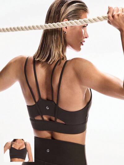 FeatherFit™ Double-Strap Heart-Shaped Neck Sports Bra Low Impact Yoga Pilates Daily Spring Summer
