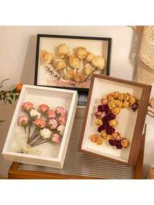 SHEIN 1个镂空装饰相框，深3厘米/1.18英寸，可横竖摆放，非常适合DIY手工、干花、照片、生日、婚礼、周年纪念、毕业典礼、情人节、母亲节礼物 - 仅含相框，桌面相框 - 彩色 - 查看 6