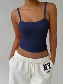 FavEase 女士羅紋吊帶背心 - 藏蓝色 - 查看 4