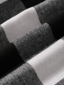 SHEIN 青少年男孩黑色格子撞色标志印花休闲校园舒适时尚简约百搭柔软面料适合日常穿着、上学、郊游、居家、秋冬 - 彩色 - 查看 8