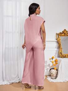 SHEIN Lady Bộ đồ hai mảnh bốn mùa Bộ đồ nữ Bộ đồ mùa thu Bộ đồ hai mảnh thường ngày thanh lịch dành cho nữ Cổ đứng dệt màu trắng Bộ đồ nhiều lớp thanh lịch dành cho nữ Bộ đồ hai mảnh thường ngày dành cho nữ - Bụi hồng - Xem 2