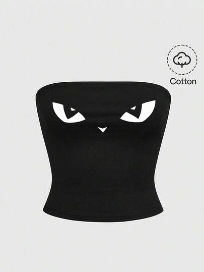 Goth Gotischer schwarzer Katzen mysteriöser Muster Damen Bandeau-Top